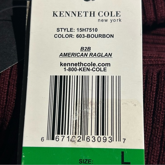 Kenneth Cole Mens Knit Turtleneck Sweater Raglan Sleeves Maroon Red Large - Picture 13 of 15